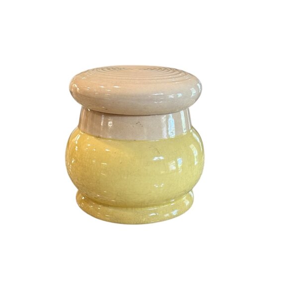 Antique yellow ware crock with lid - Picture 5 of 17